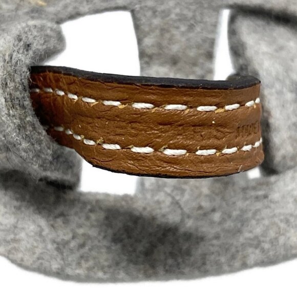 Auth HERMES Chaine D'ancre - Light gray Dark Brown Felt Leather Square P Belt - Picture 4 of 5